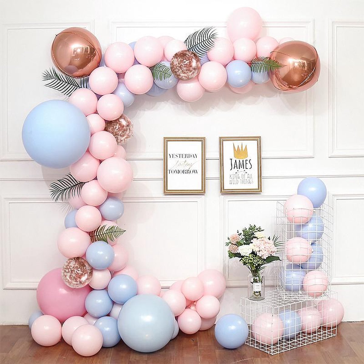 Ballonnenboog - DIY - Roze - Blauw - Rose goud - Babyshower - Gender Reveal - Verjaardag Versiering - Bruiloft - 49 ballonnen - Feest Versiering - 5 Meter - 1 jaar - GRATIS POMP en OPHANGHAAKJES - Decoratie