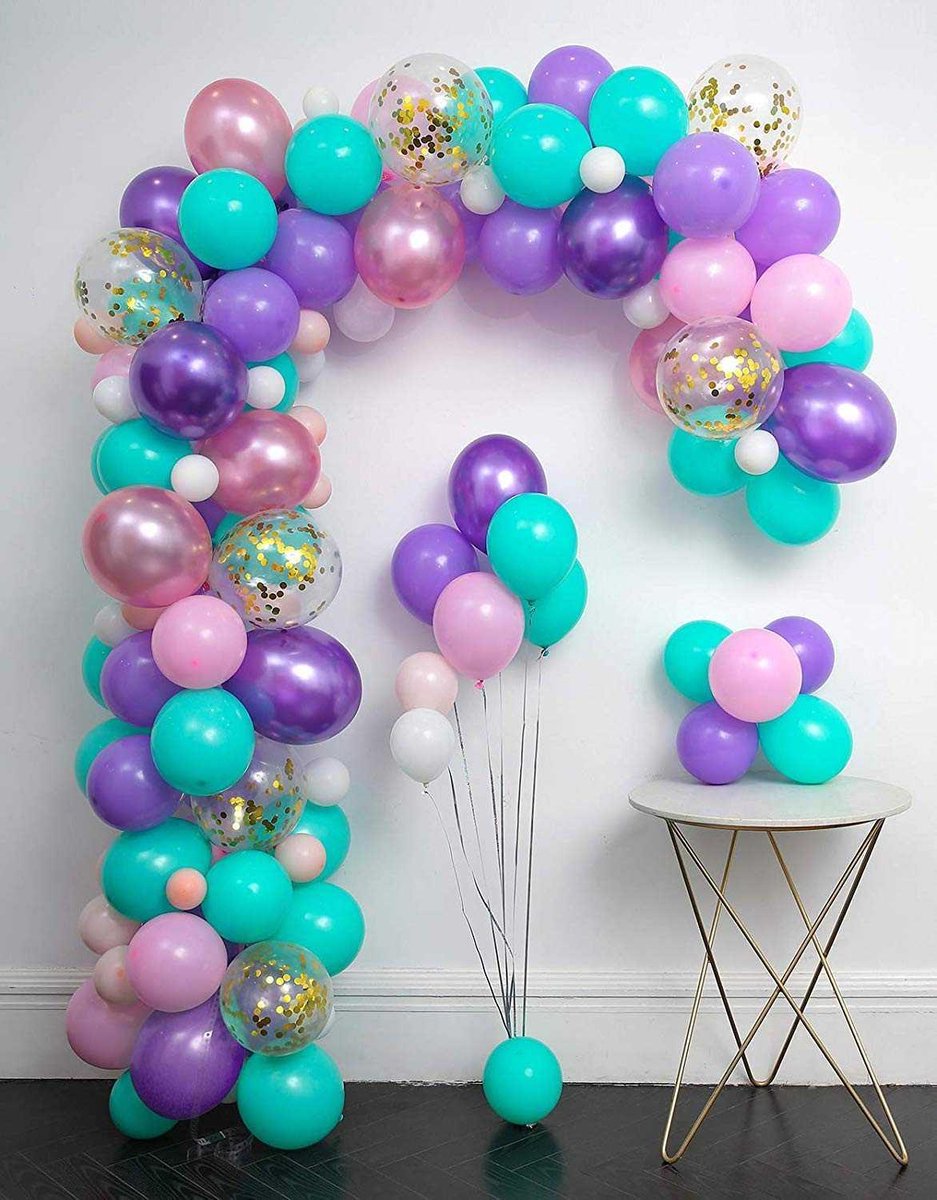 Ballonnenboog - DIY - Unicorn - Mermaid - Roze - Paars - Goud - Verjaardag Versiering - 99 Ballonnen - Feest Versiering - 5 Meter - Zeemeerminnen Versiering - Babyshower - 1 Jaar - GRATIS POMP en OPHANGHAAKJES - Decoratie