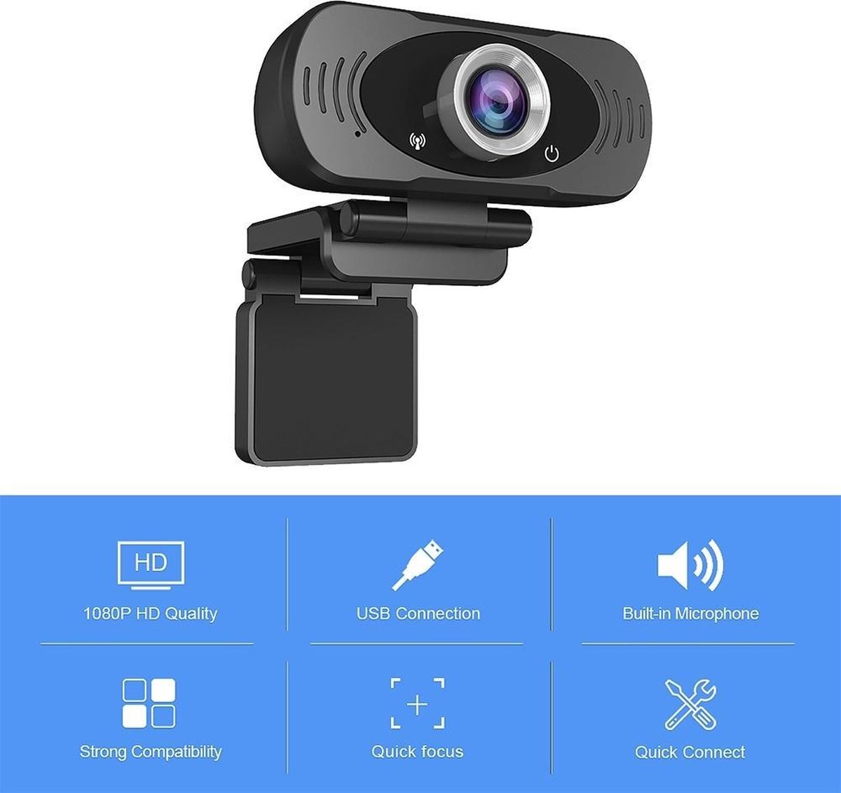 Webcam met microfoon  - 3 megapixel - Webcam voor pc met USB  - Full HD 1080P - Thuiswerken  - Windows en Mac