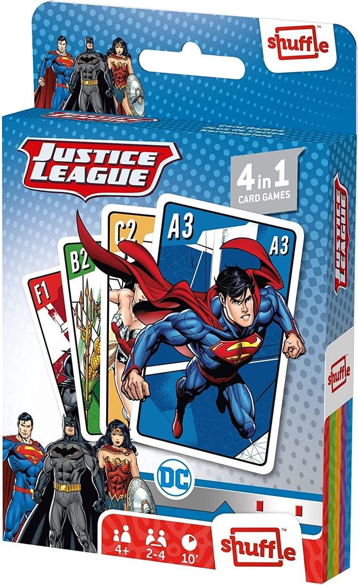 Shuffle Kaartspel 4-in-1 Justice League Karton 32-delig