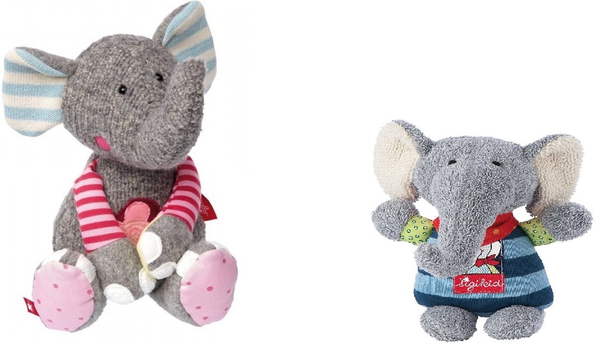 CADEAU COMBI - OLIFANT knuffel (31 cm) + OLIFANT Rammelaar (13 cm) - van Sigikid