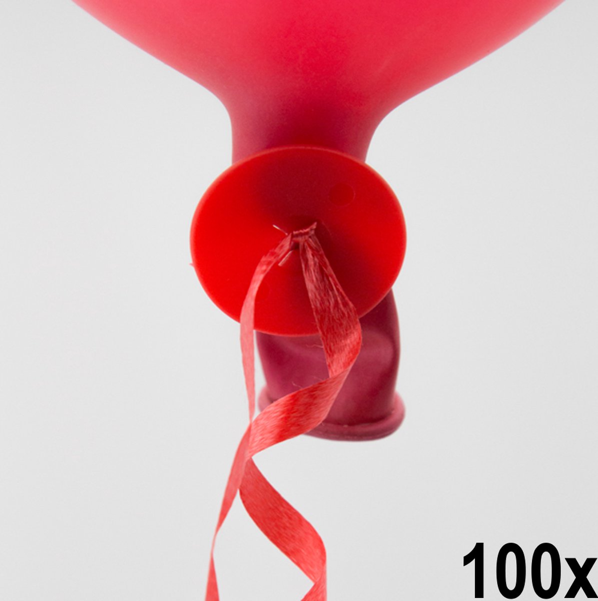 100 Automatische snelsluiters met lint Rood - Ballonnen Ballon Snel Sluiter Knoopje Helium