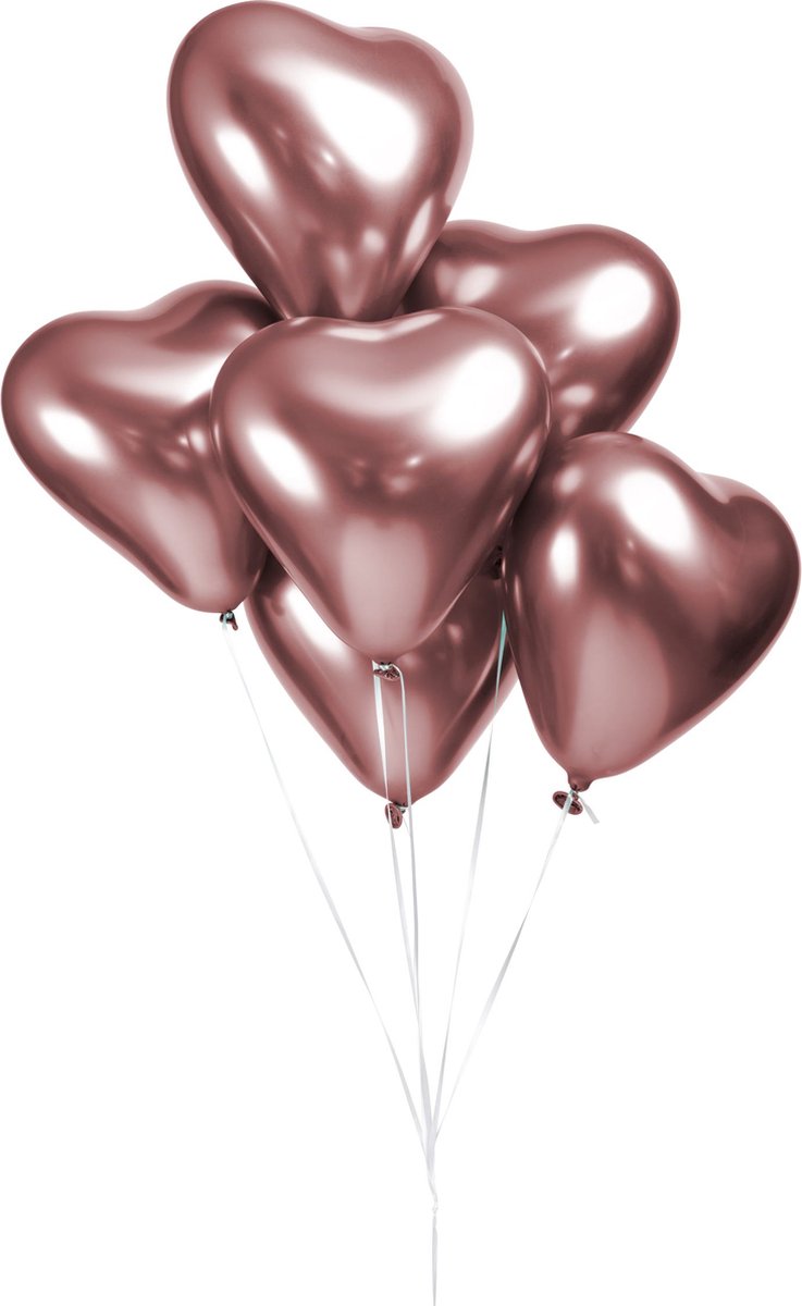 100 Hartjes Chrome Ballonnen 12 Rosé Goud