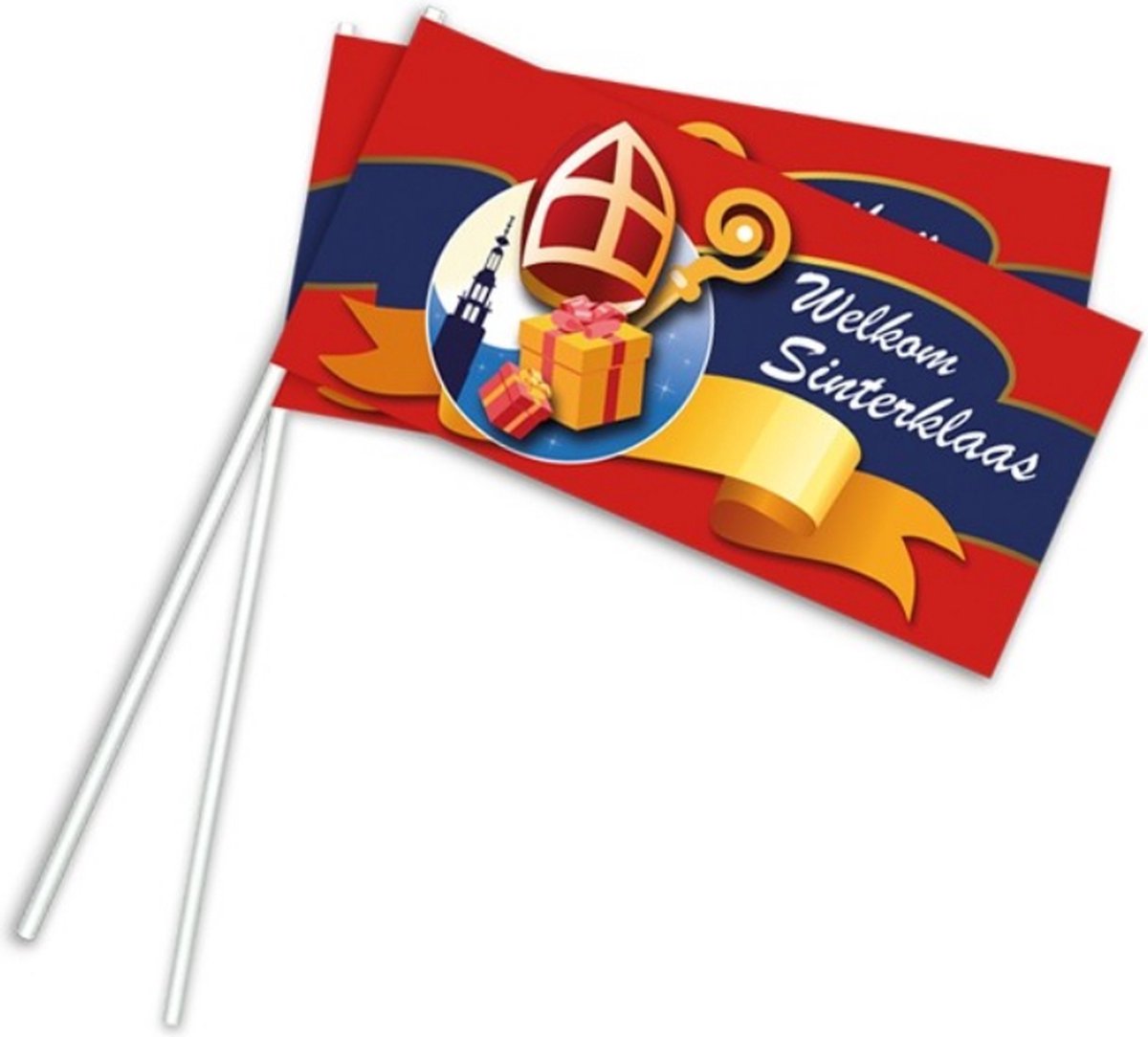 25x Welkom Sinterklaas zwaaivlaggetjes 38 cm - Sinterklaas Vlaggetjes Feest