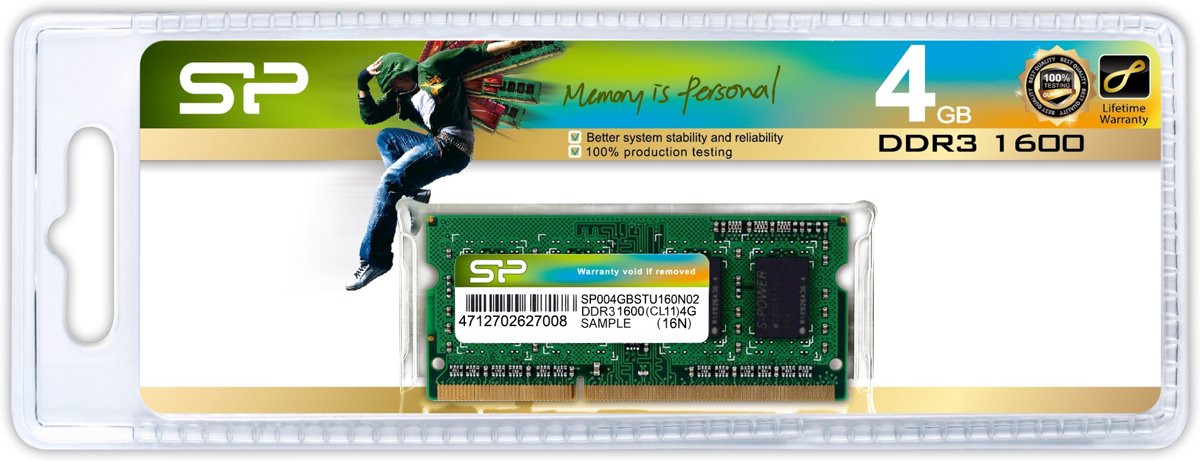 SO DDR3 4GB PC 1600 CL11 Silicon.P/Apple 8 chips 512Mx8