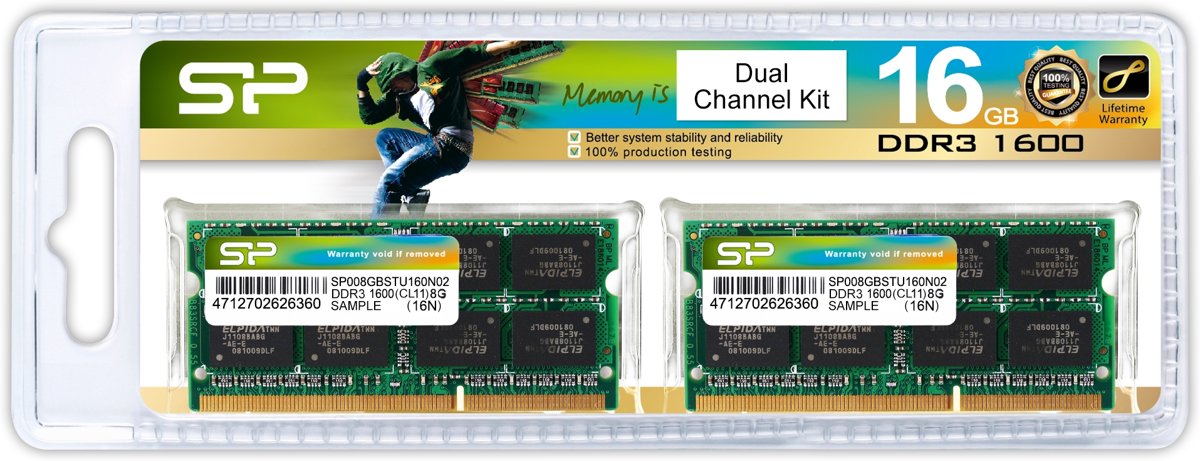 Silicon Power 2x8GB DDR3 1600 MHz geheugenmodule 16 GB