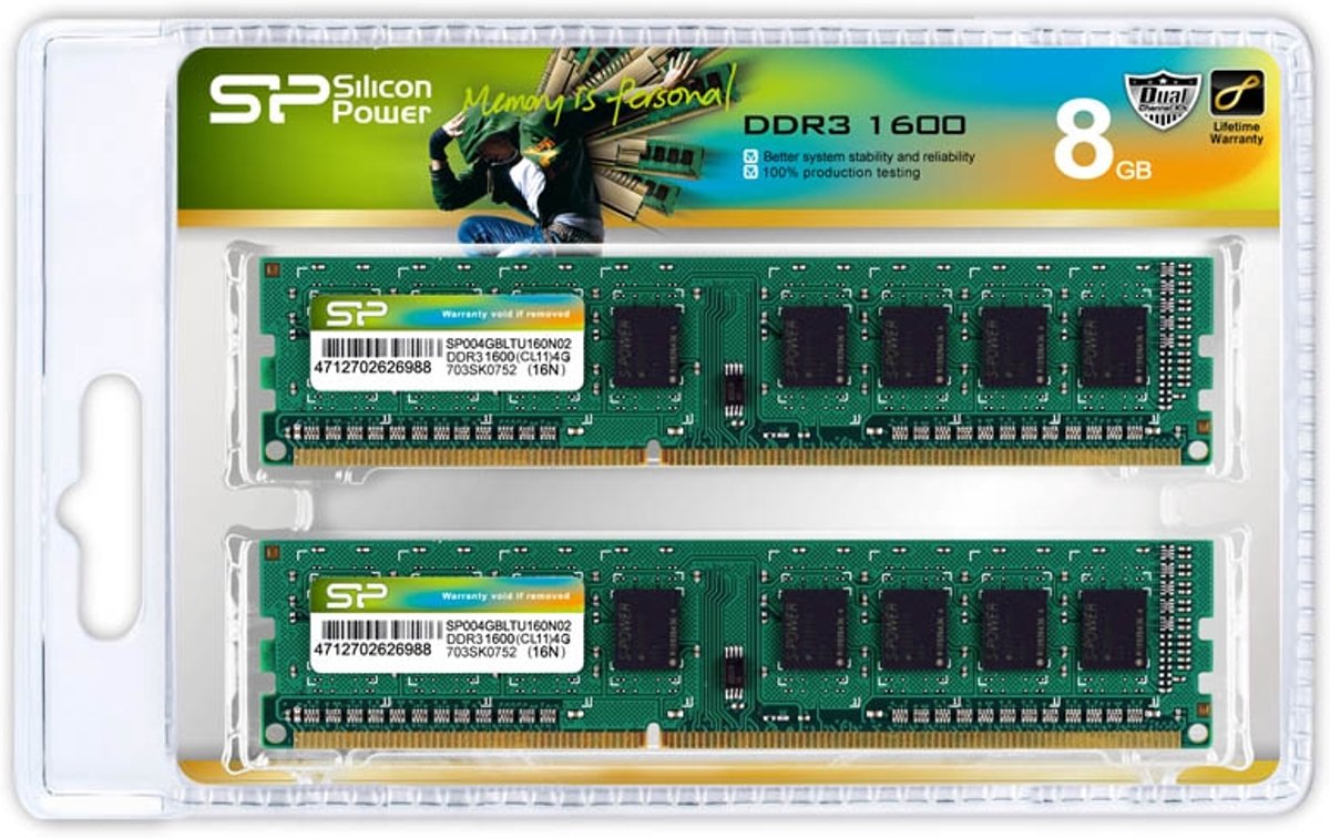 Silicon Power DDR3 DIMM 1600 8GB (2x4GB) CL11