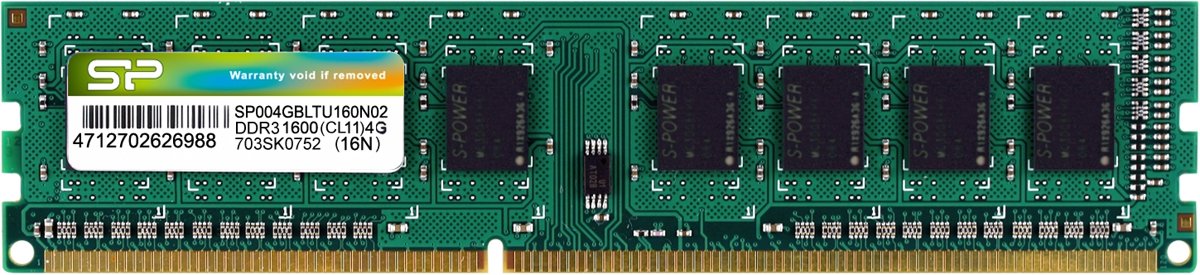 Silicon Power SP004GBLTU160N02 4GB DDR3 1600MHz geheugenmodule