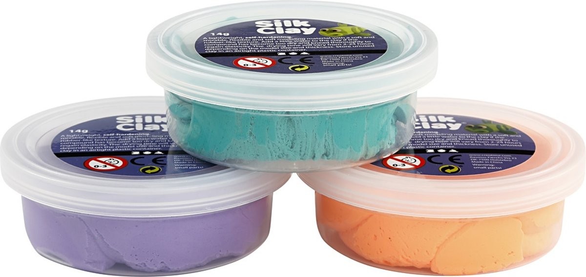 Silk Clay Kleiset Paars/oranje/groen 14 Gram 3-delig