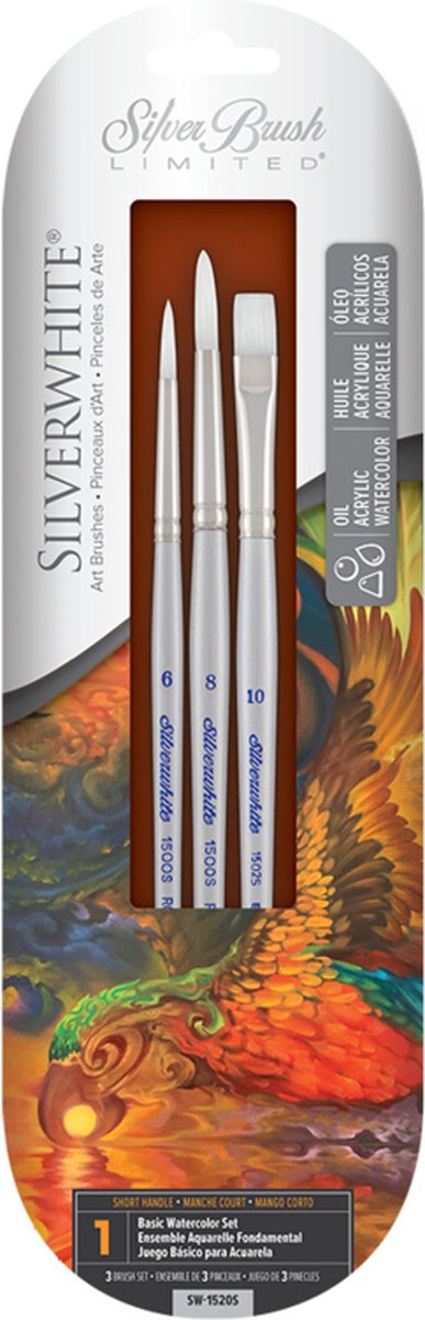 Silver Brush Silverwhite aquarel, acryl & gouache penselen Basic - set van 3