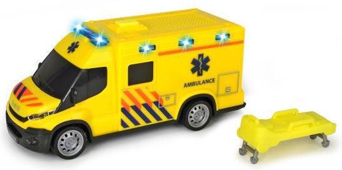 auto Nederlandse Ambulance jongens 18 cm geel 1:32