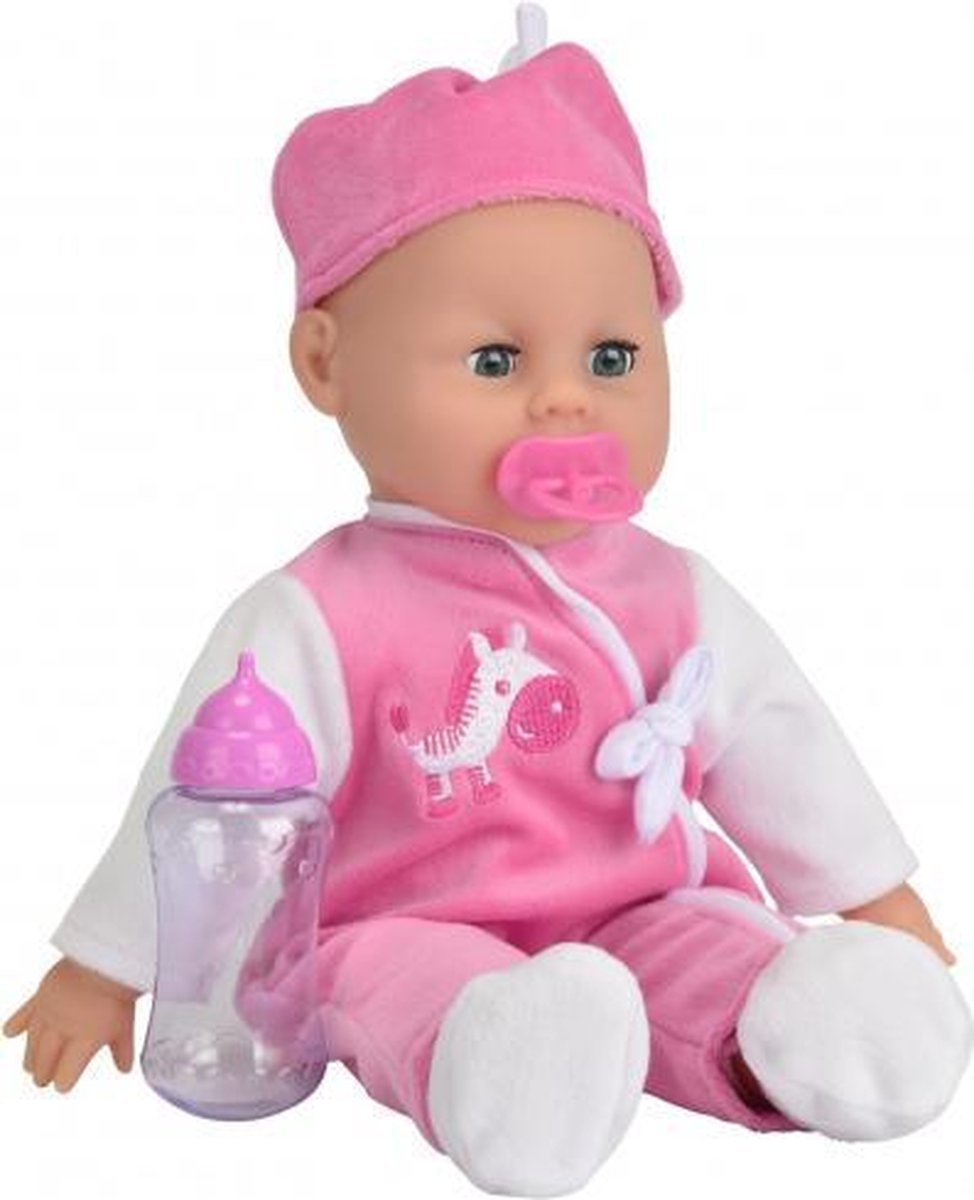 babypop Laura Babbling Boy junior 38 cm roze 3-delig