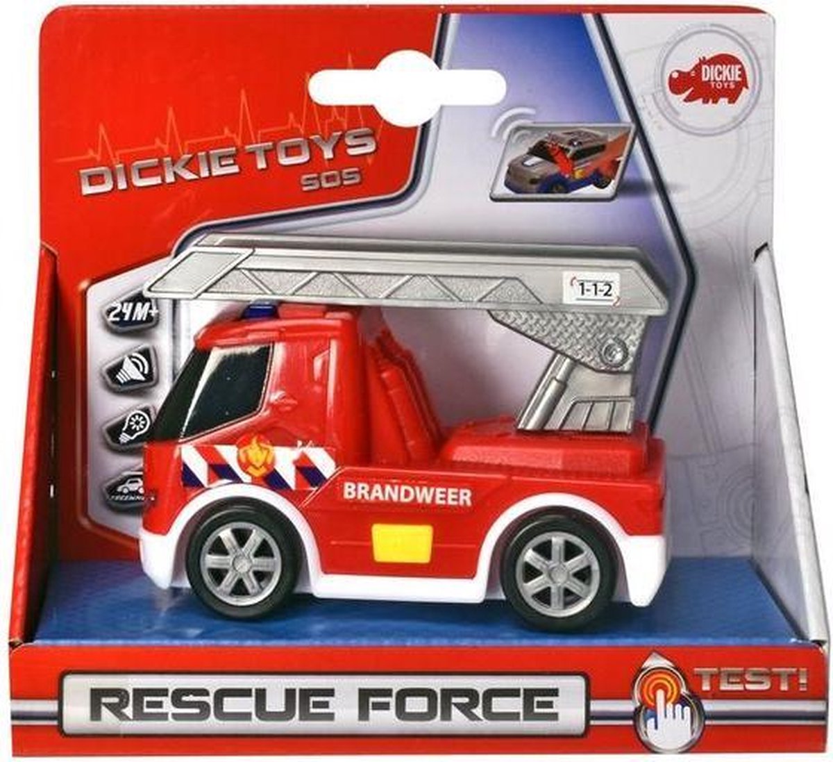 Dickie Toys brandweerauto - met geluid en licht - 112 sos - 2+