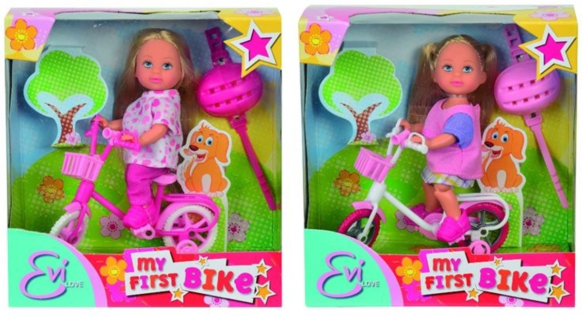 Evi Love My First Bike Playset. Evi met haar eerste fiets.