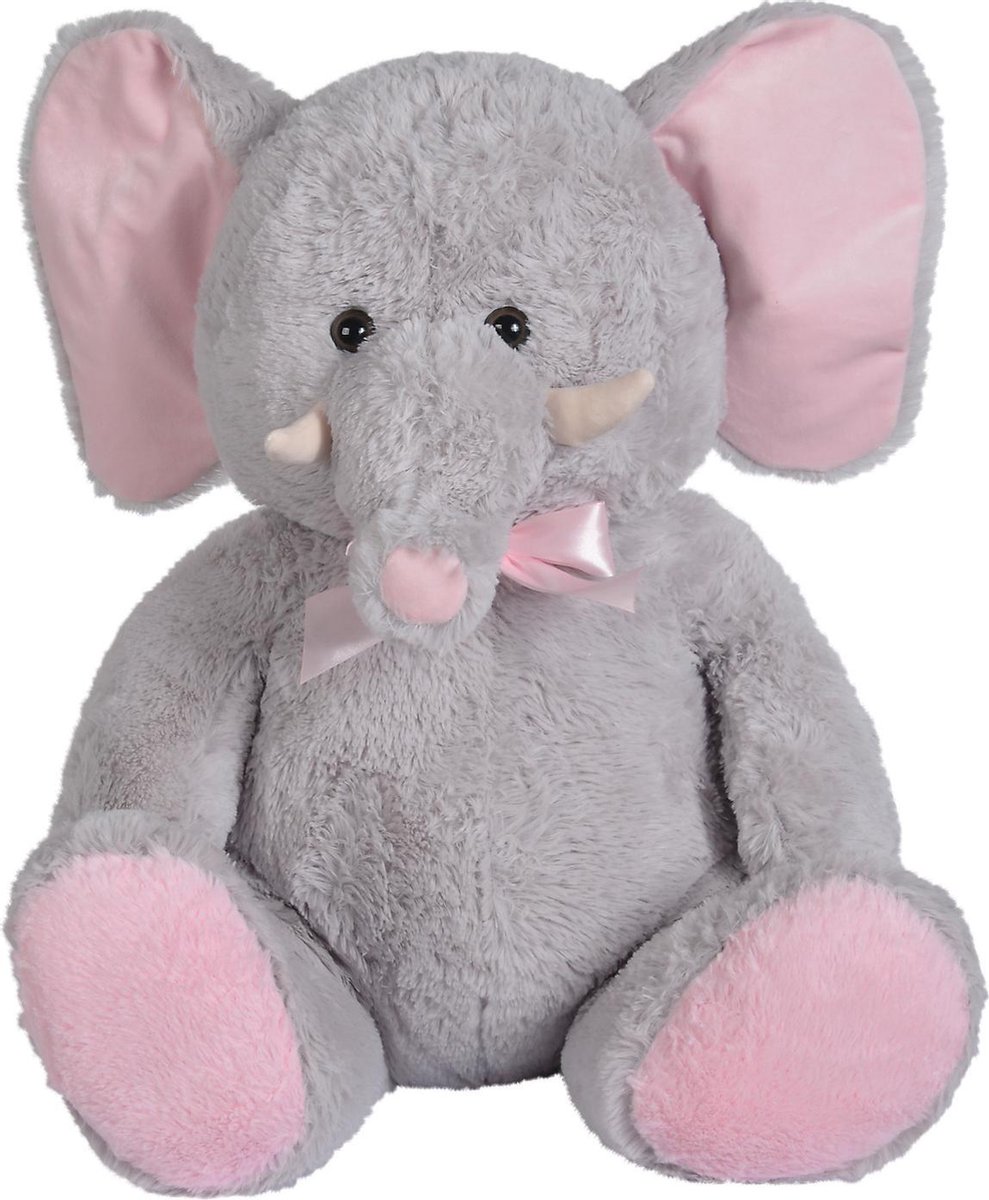 Pluche olifant zittend 55 cm - grijs