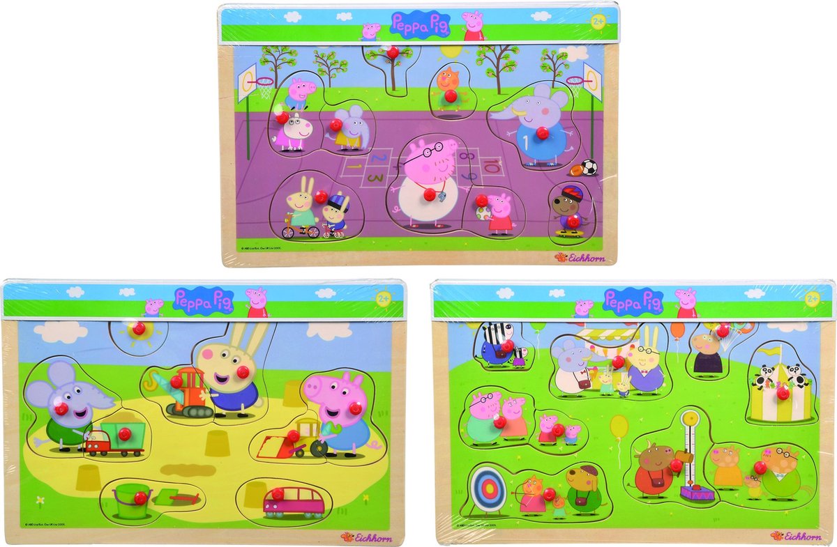 Simba Peppa Pig, Pin Puzzle, 3-ass.