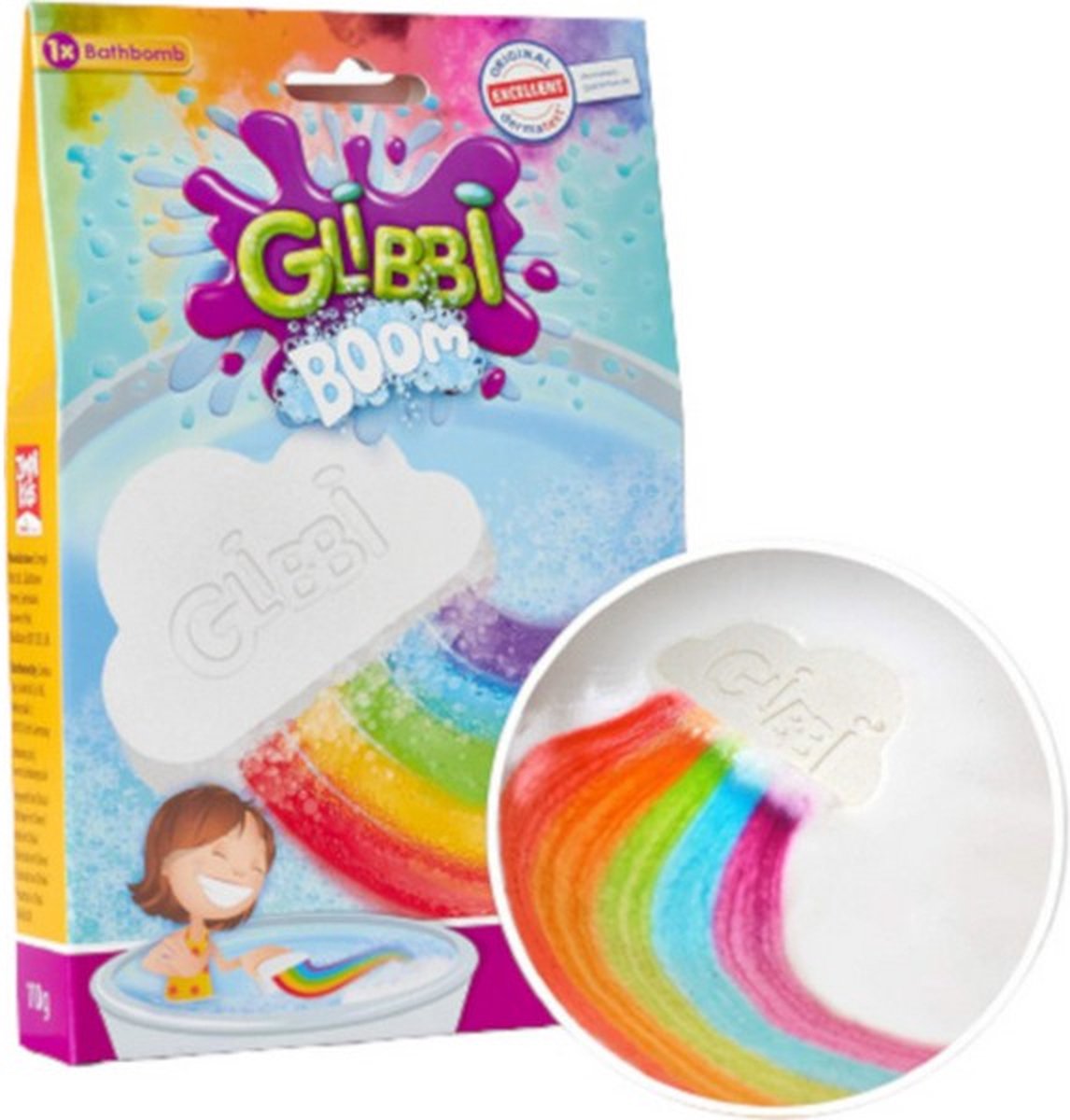 bruisbal Glibbi Boom regenboog junior 10 x 6 x 3 cm wit