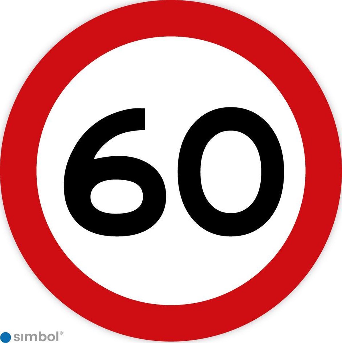 Simbol - Stickers 60 km - Maximaal 60 km/u - Duurzame Kwaliteit - Formaat ø 15 cm.