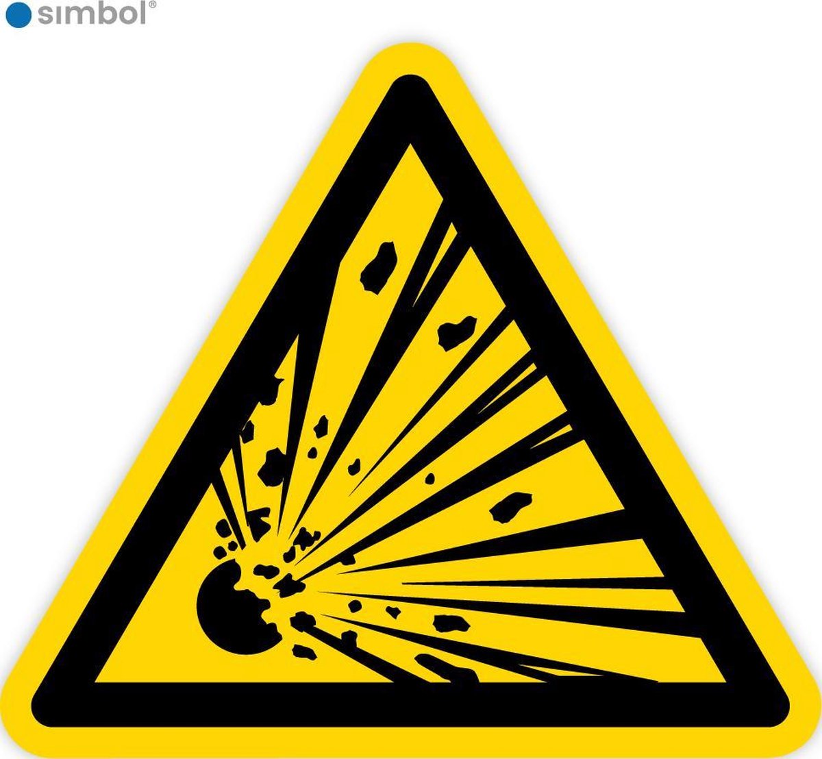 Simbol - Stickers Explosieve Stoffen - Explosief (W002) - Duurzame Kwaliteit - Formaat ▲ 20 x 20 x 20 cm.