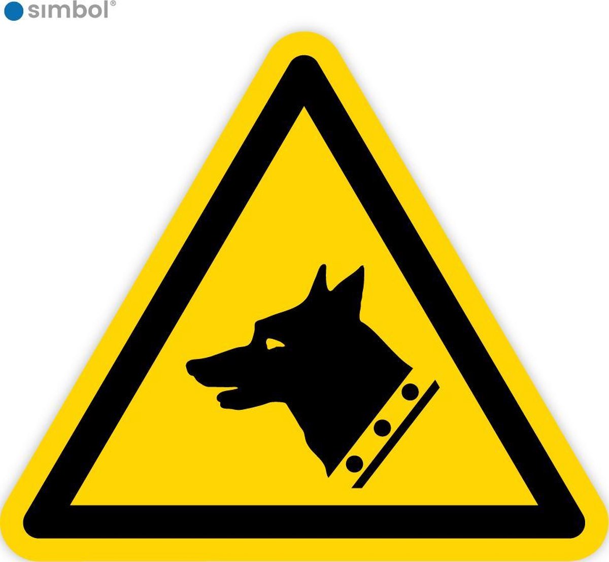 Simbol - Stickers Gevaarlijke Hond - Waakhond (W013) - Duurzame Kwaliteit - Formaat ▲ 15 x 15 x 15 cm.