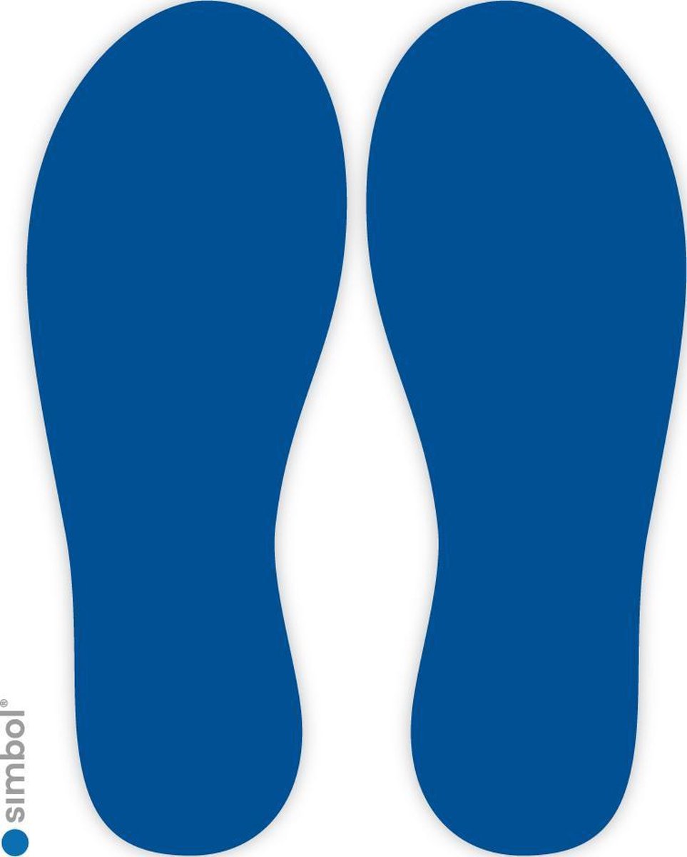 Simbol Set van 2 Voetstapstickers - Blauw - Anti-Slip - Hoogte 20 cm.