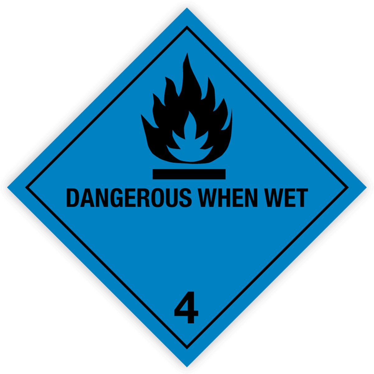 Simbol® - Gevaarsetiketten Klasse 4.3 - Stickers IMO 4.3 Dangerous when wet - Stoffen die in contact met water brandbare gassen ontwikkelen - Formaat 25 x 25 cm