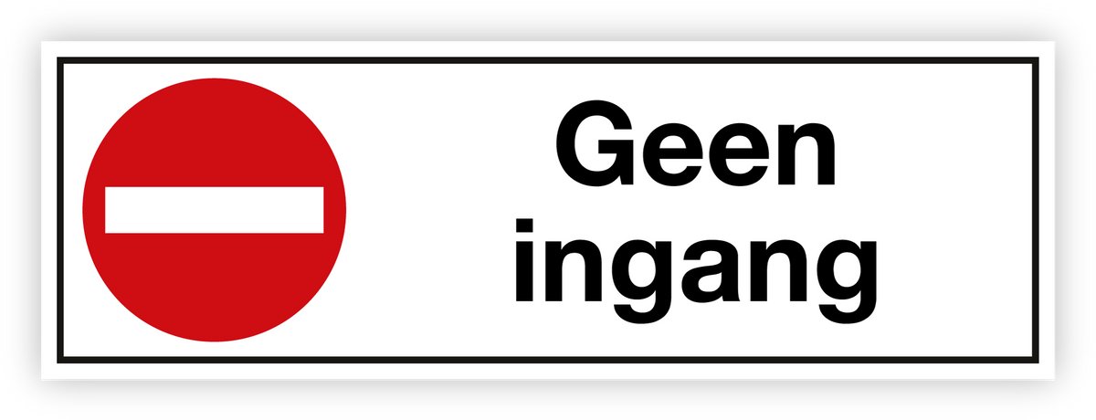 Simbol® - Stickers Geen ingang - Formaat 10 x 30 cm.