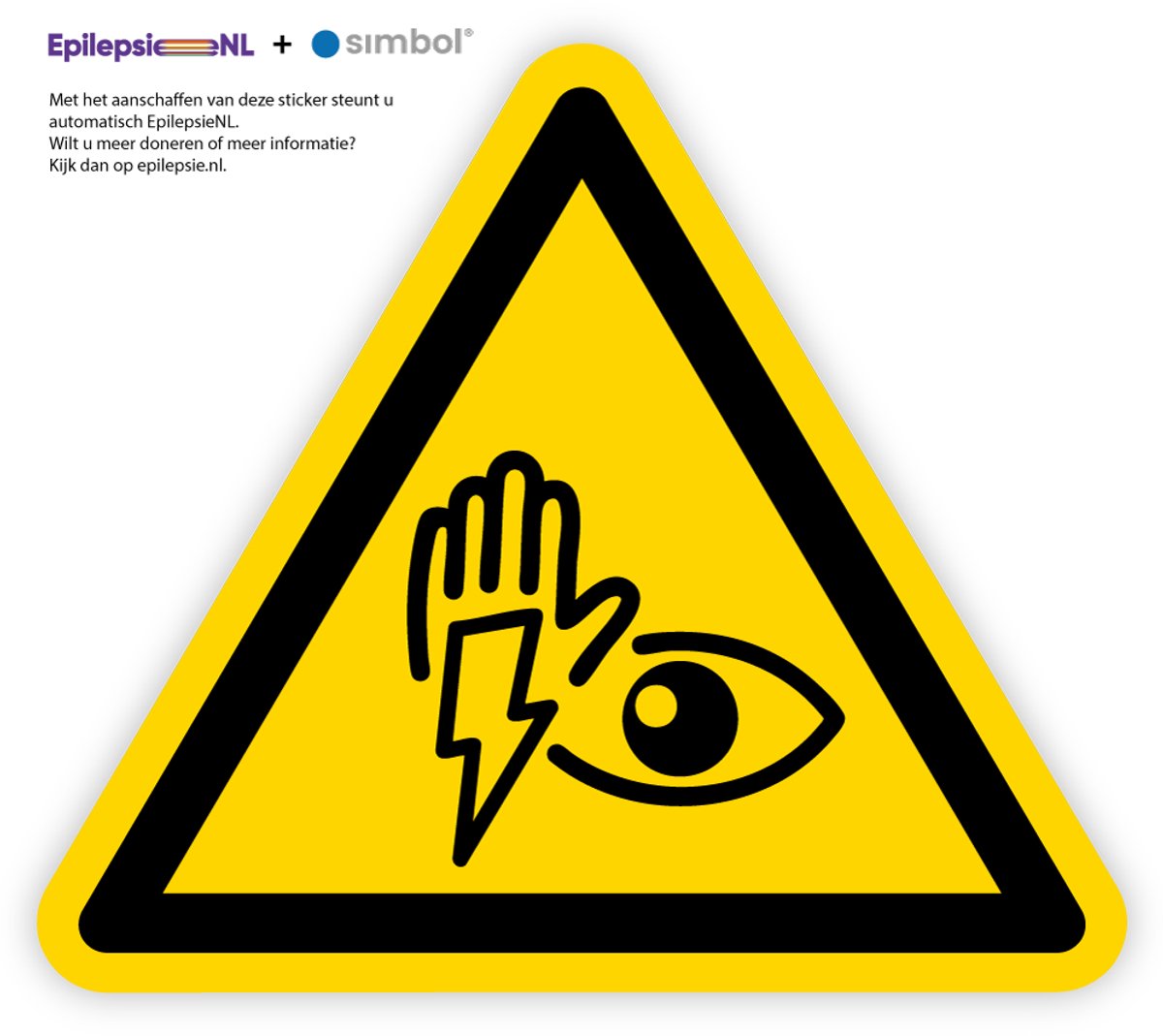 Simbol® - Stickers Waarschuwing Flitsend licht en patronen (epilepsie) - Formaat ▲ 20 x 20 x 20 cm.