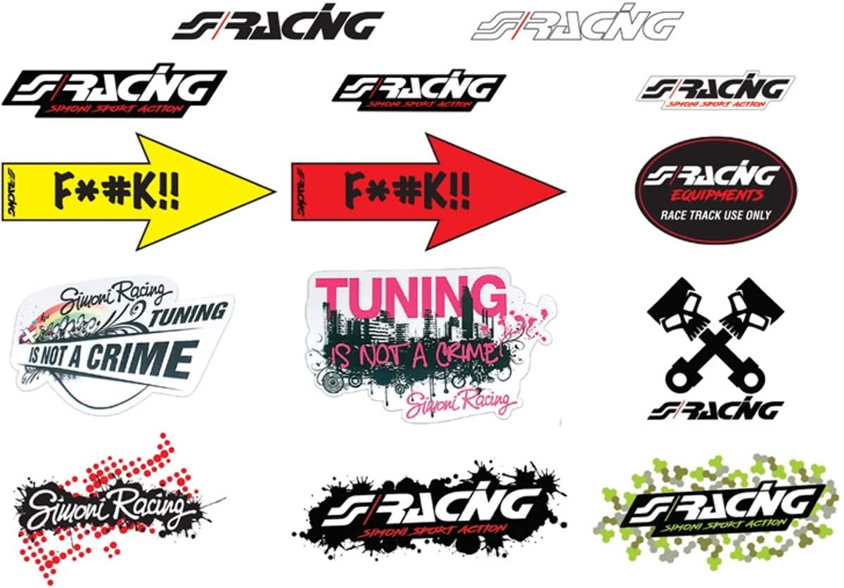 Simoni Racing Stickervel Mixed - 14 Verschillende Stickers