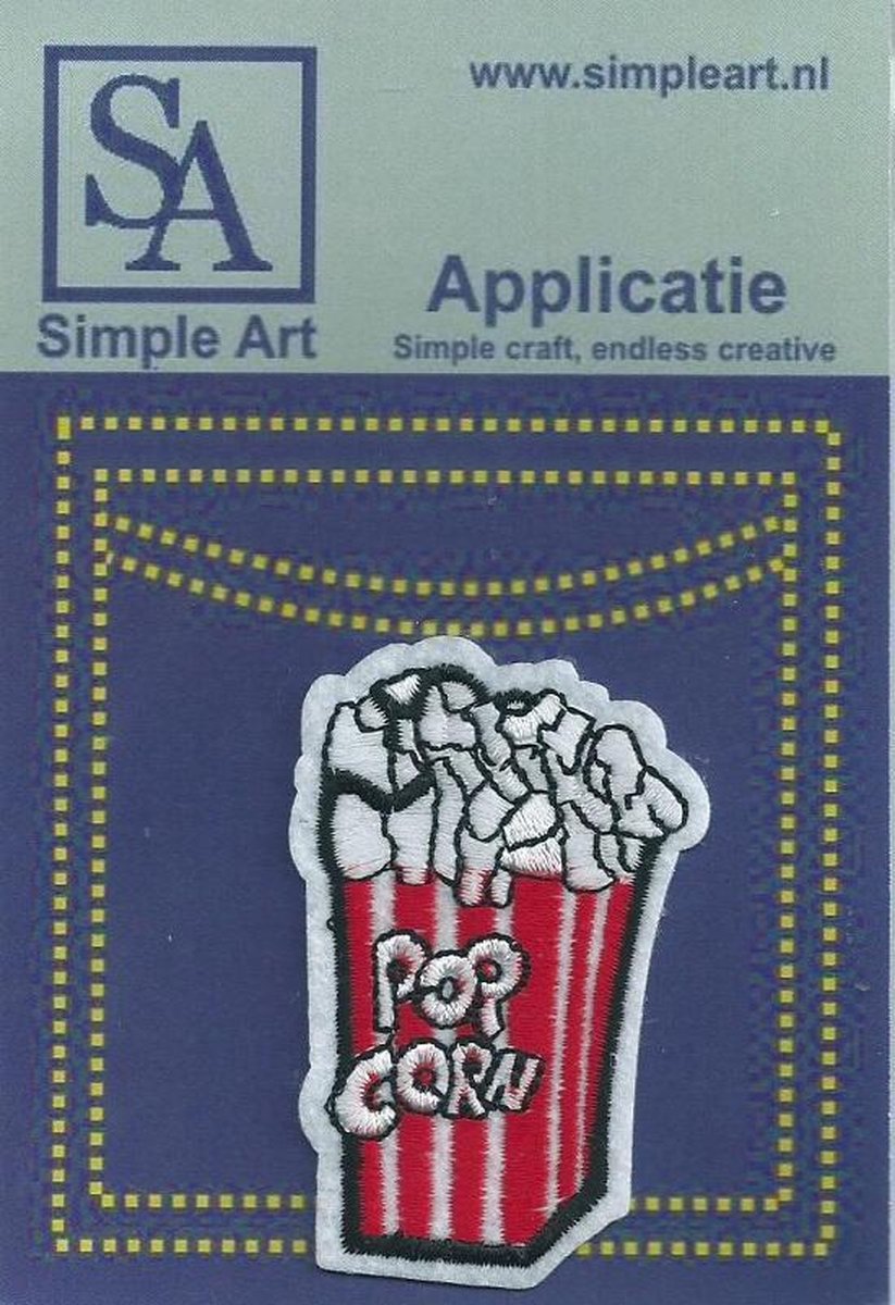 Opstrijk applicaties / Strijk Patch Set / Grote beker popcorn /Formaat: 4.5 x 7.0 cm