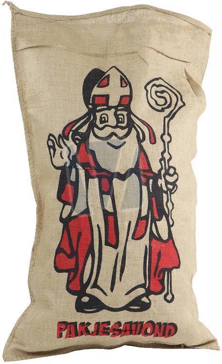 Zak van Sinterklaas - Jute zak - Pakjesavond - Cadeau zak - Sint - 2 kleurig - 60 x 102 cm