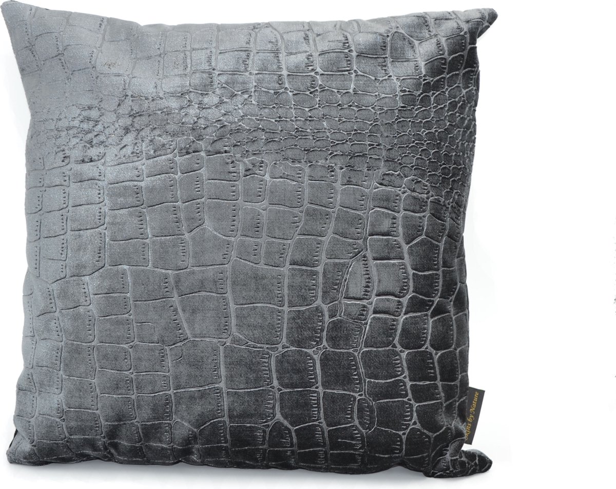 Skinsbynature luxe sierkussen croco antraciet 45 x 45 cm