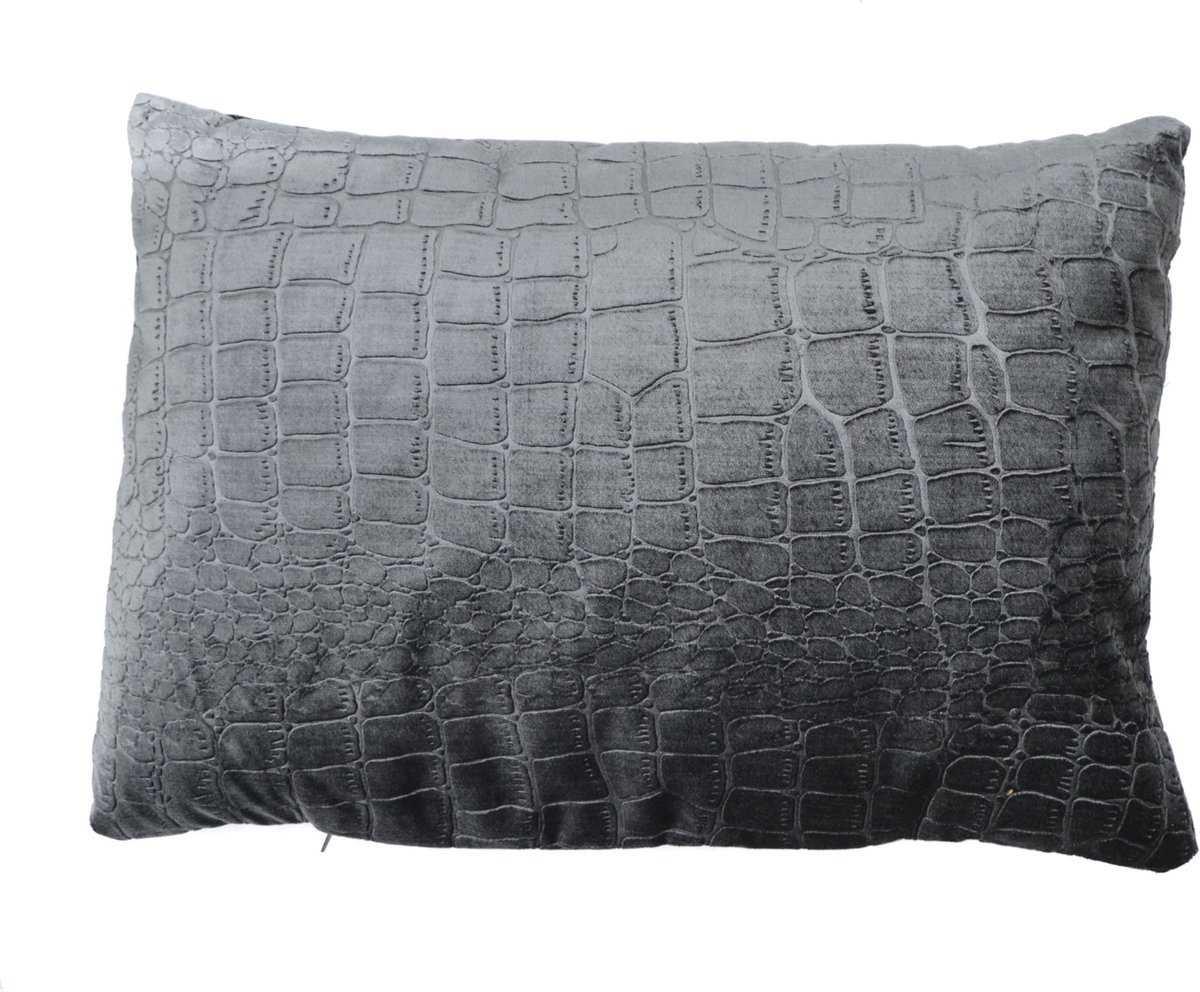 Skinsbynature luxe sierkussen croco kussen antraciet 50 x 35 cm