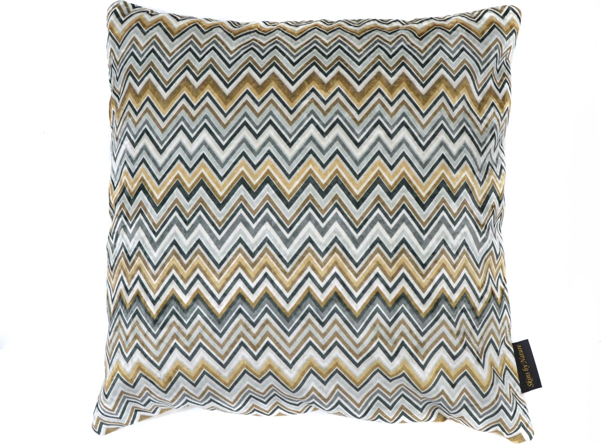 Skinsbynature luxe sierkussen velvet kussen big zigzag grijs 45 x 45 cm