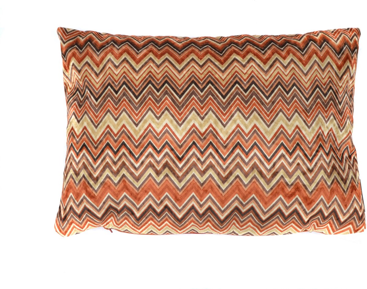 Skinsbynature velvet kussen big zigzag sienna 50 x 35 cm