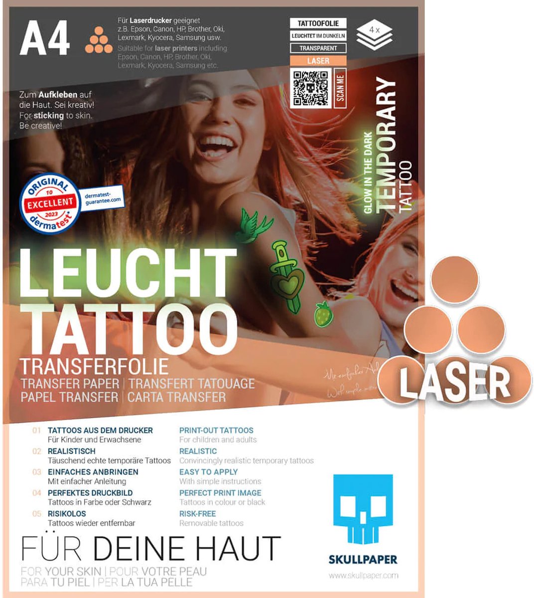     Tattoo Folie Laser A4 4 Vel Glow in the Dark