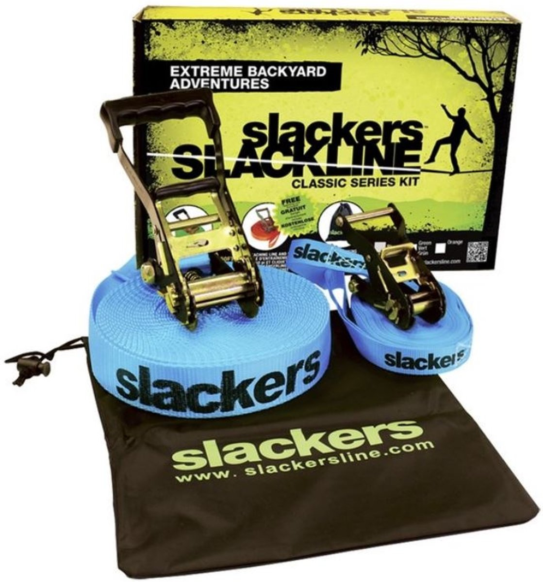   Slackline-set 15 Meter Blauw