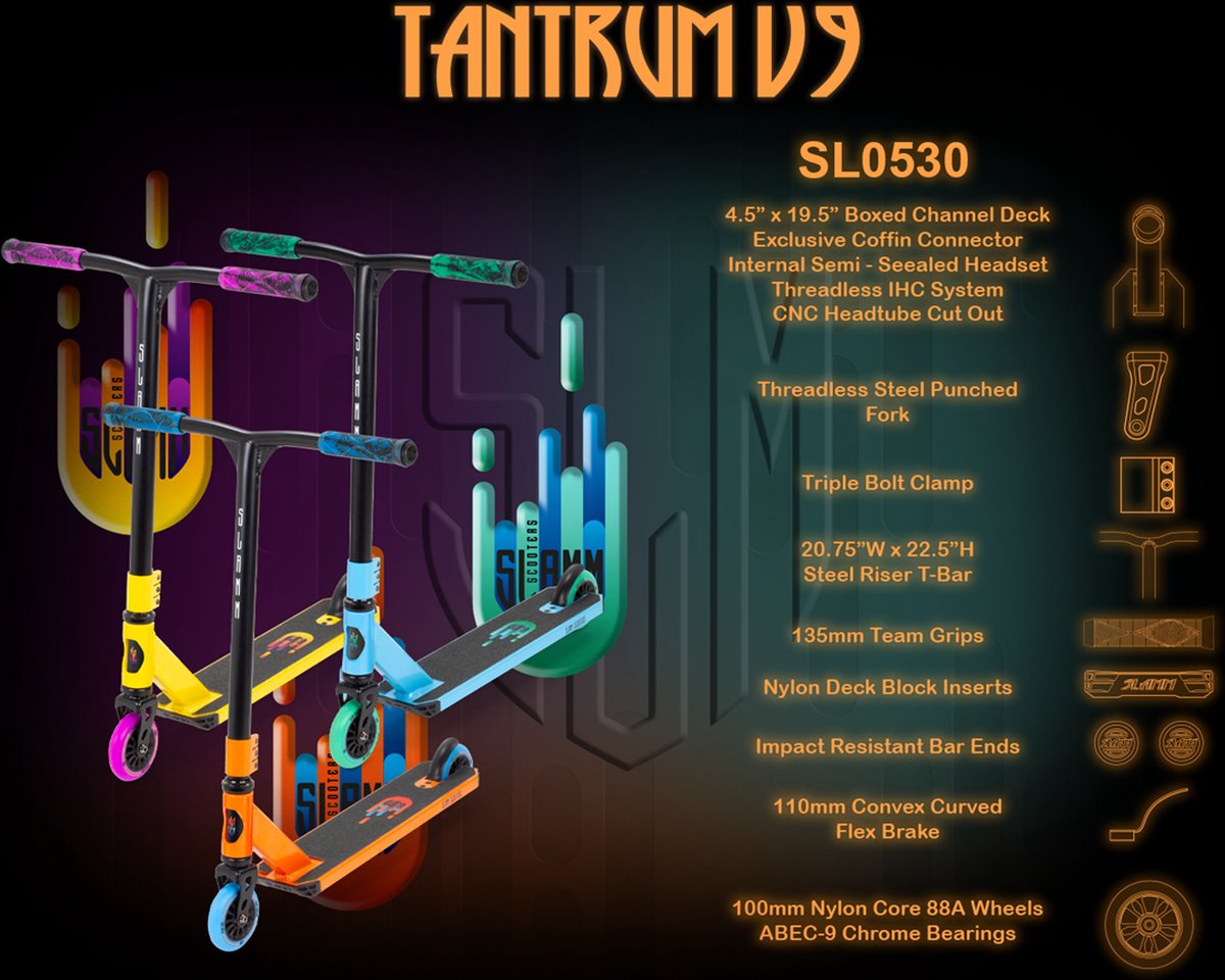 Slamm Tantrum V9  Black/Purple Stuntstep