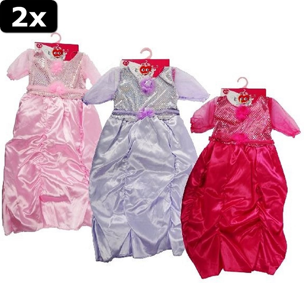 2x Slammer Prinsessen Glitter Jurk 3-6 jaar