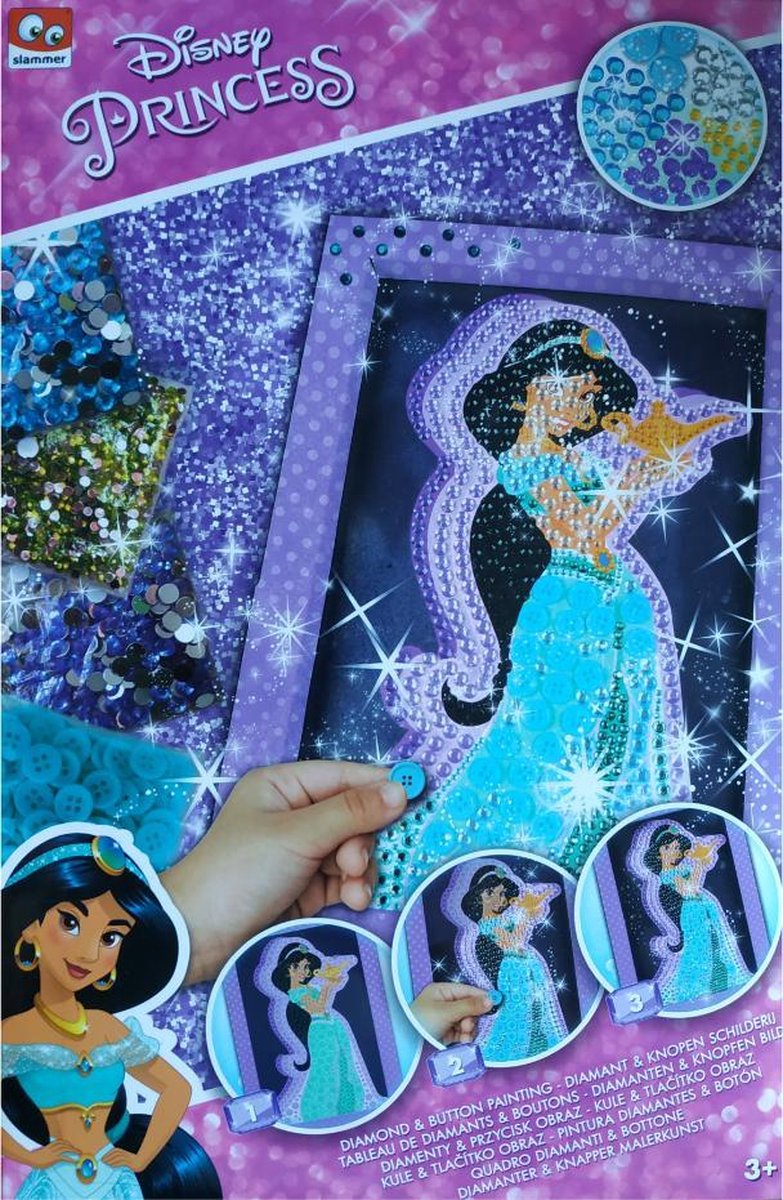 Slammer Disney Princess - Diamond en Button Painting - Diamant en knopen schilderij