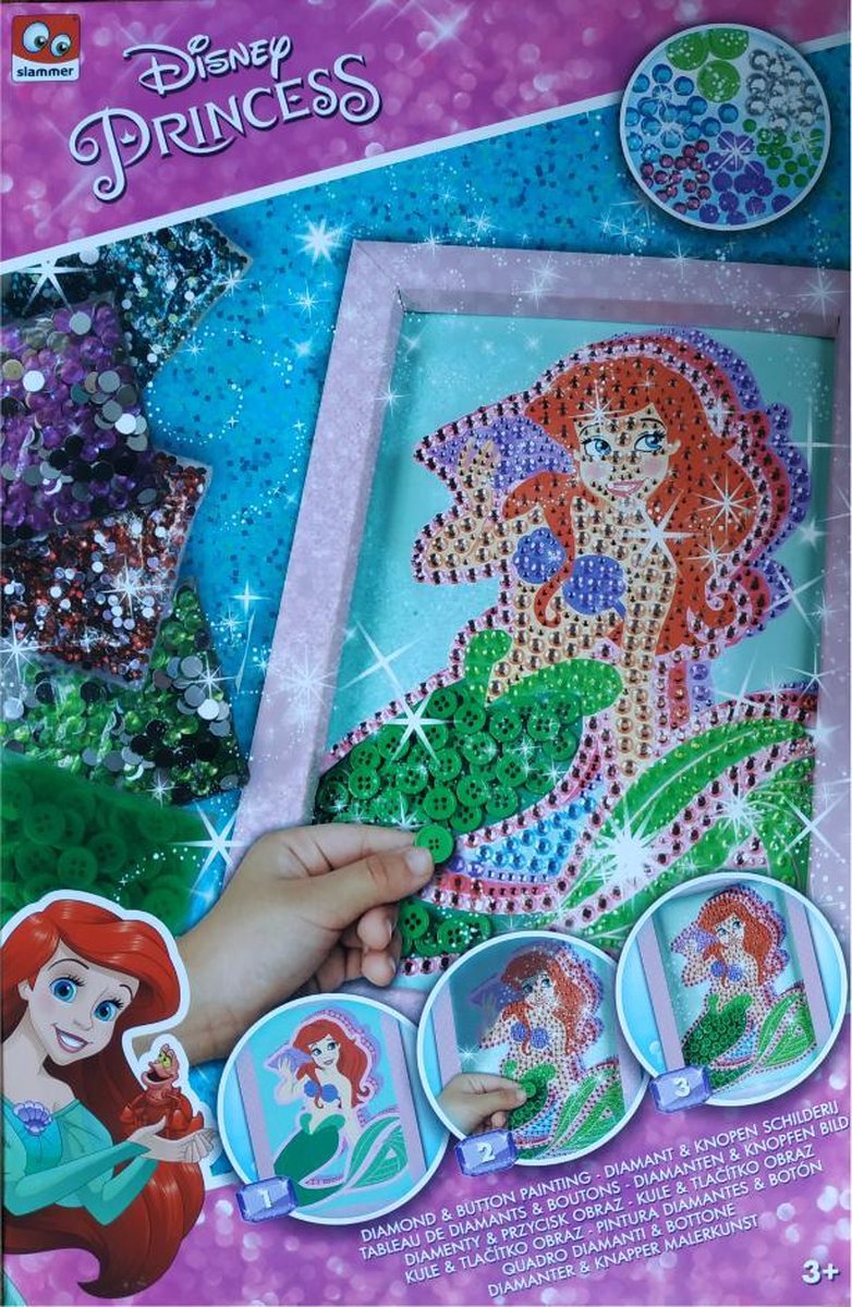 Slammer Disney Princess - Diamond en Button Painting - Diamant en knopen schilderij