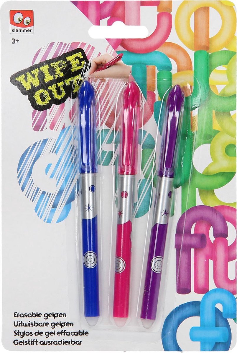 Slammer Erasable Gelpen 3 stuks op kaart