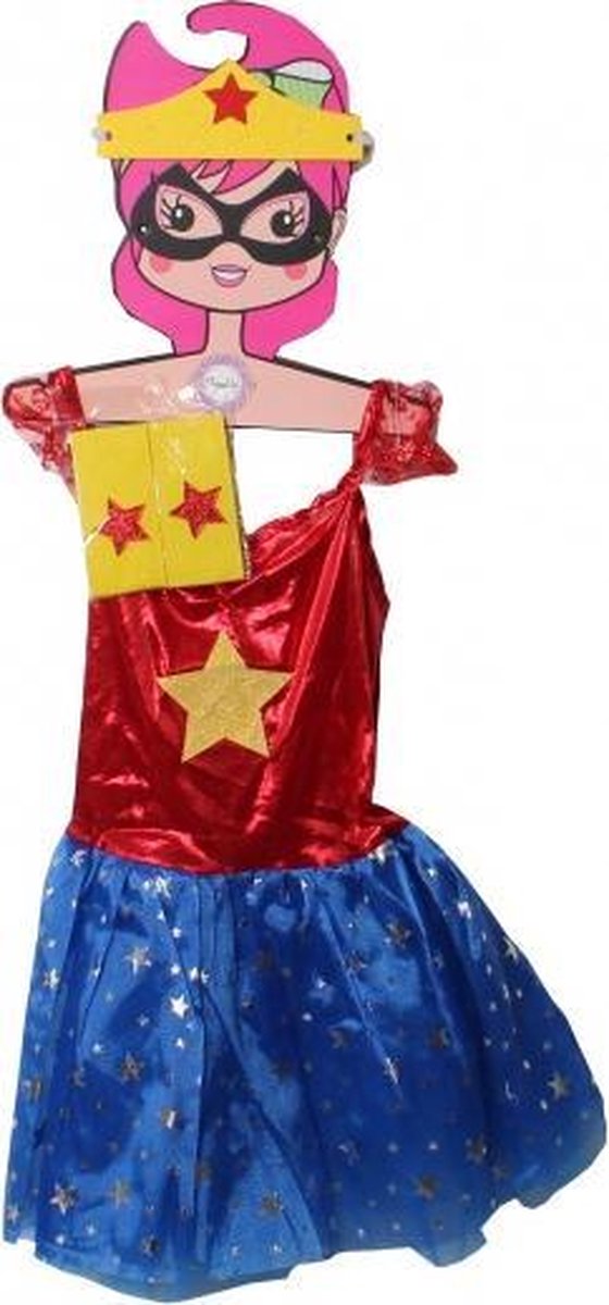 Super Hero jurk met sterren meisjes blauw/rood