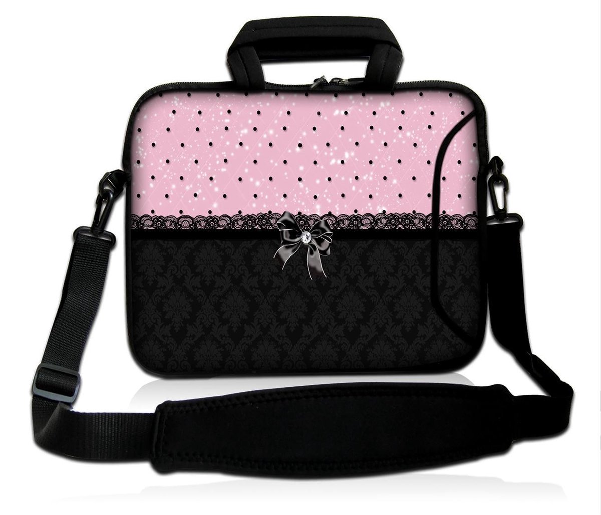 Laptoptas 11,6 inch patroon chic roze zwart - Sleevy