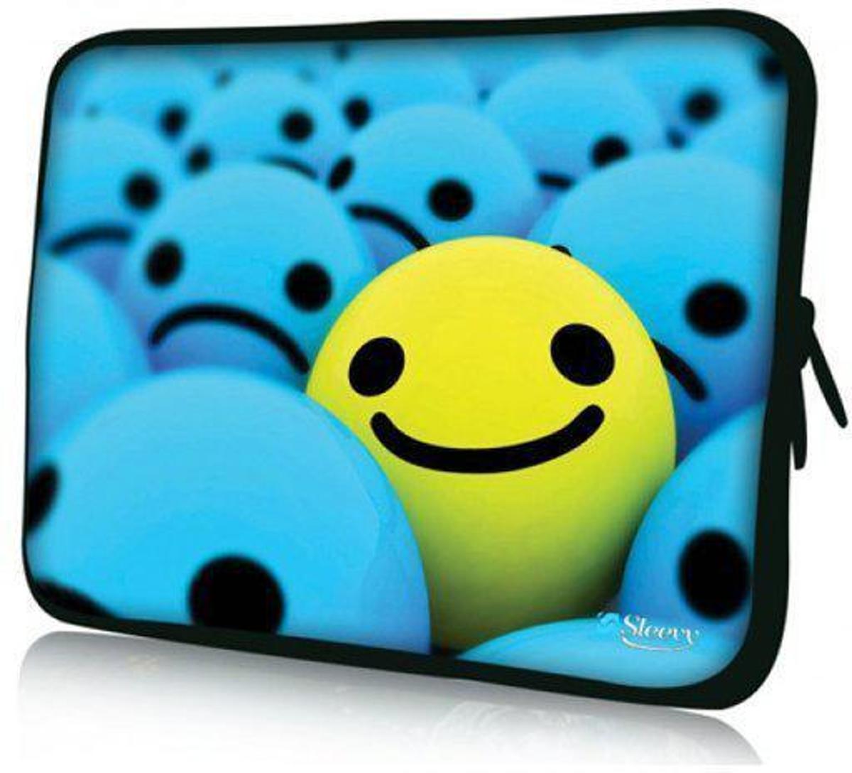 Sleevy 10,1 inch laptophoes gele smiley