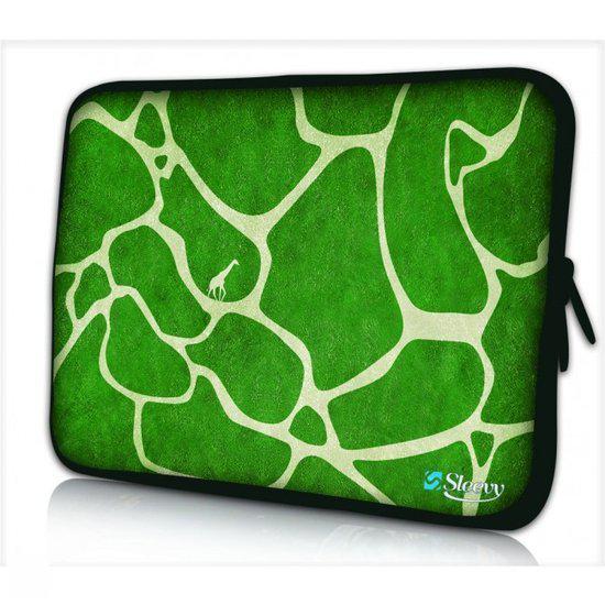 Sleevy 10,1 inch laptophoes groene giraffe print