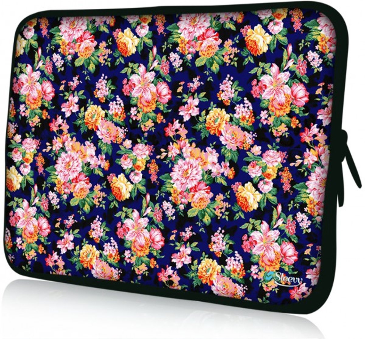 Sleevy 10,1 laptop/tablet hoes oranje/roze bloemetjes - tabletsleeve - tablet sleeve - ipad sleeve