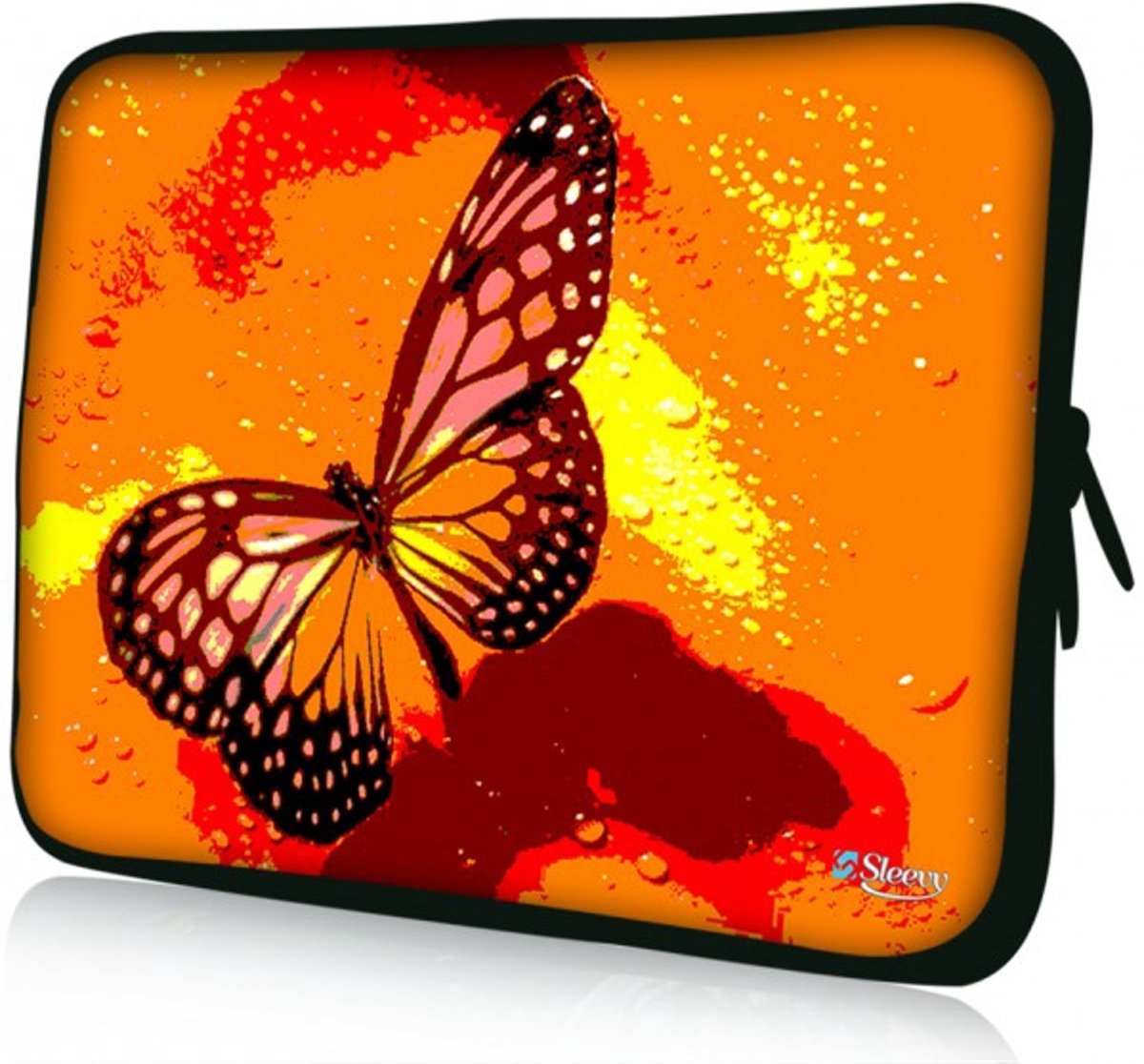 Sleevy 10,1 laptop/tablet hoes oranje/roze vlinder - tabletsleeve - tablet sleeve - ipad sleeve