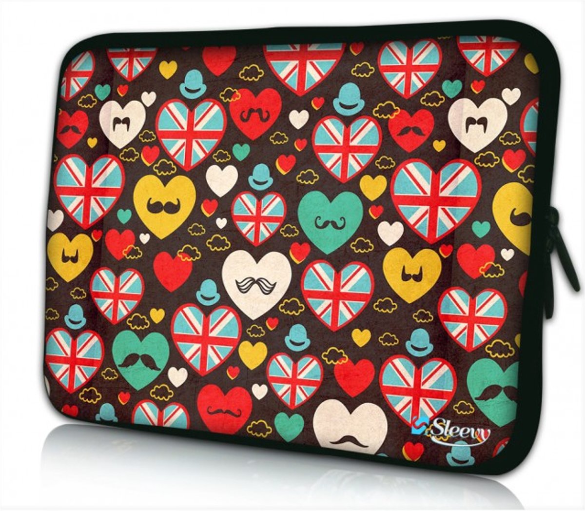 Sleevy 10 laptop/tablet hoes Engels hartjes patroon - tabletsleeve - tablet sleeve - ipad sleeve