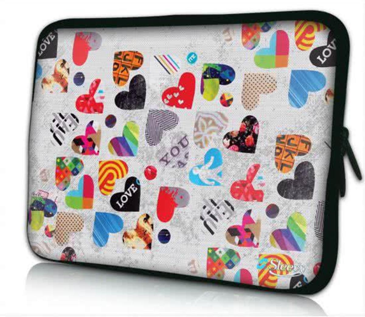 Sleevy 10 laptop/tablet hoes gekleurde harten - tabletsleeve - tablet sleeve - ipad sleeve